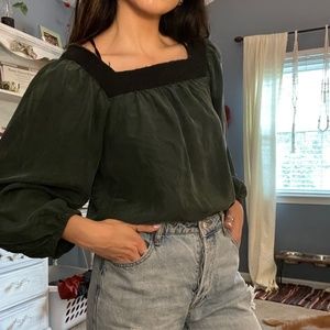 Silk bell sleeve blouse